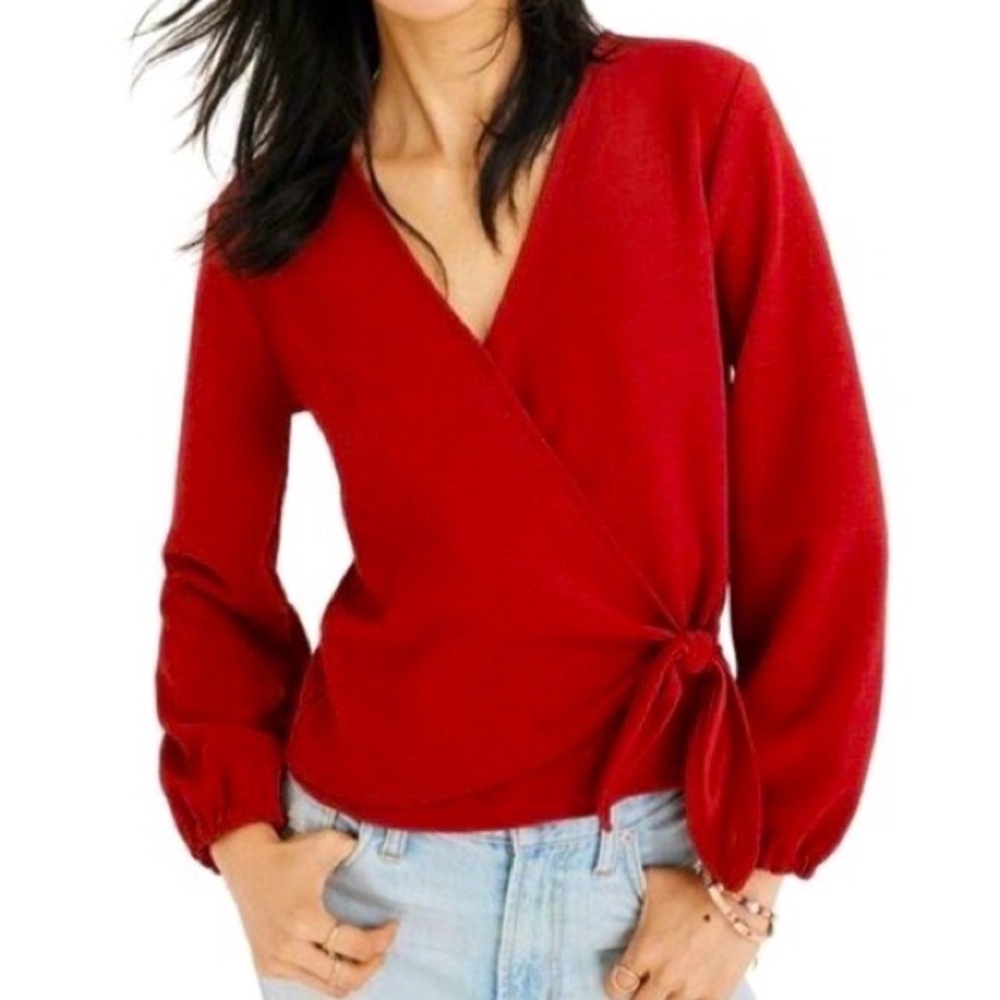 Madewell - Texture & Thread | Red Wrap Top